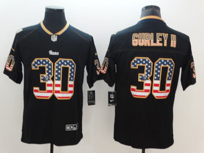 Men Los Angeles Rams #30 Gurley ii Nike USA Flag Fashion Black Color Rush Limited NFL Jersey